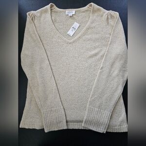LOFT Beige V-Neck Sweater
